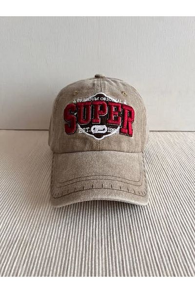 CosmoOutlet Unisex Beige Colored Super Premium Embroidered and Washable Adjustable Back Hat