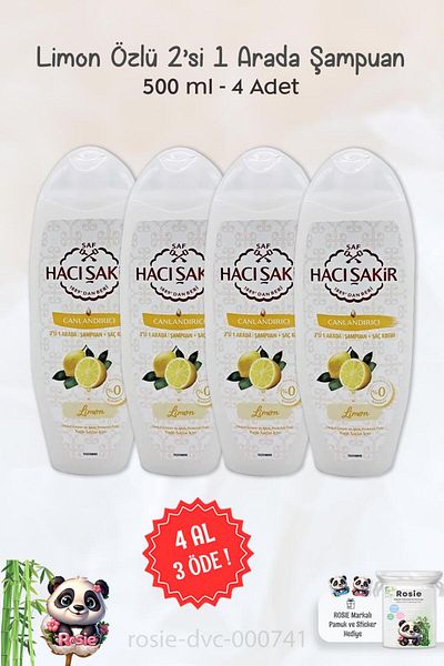 Hacı Şakir BUY 4 PAY 3 Hacı Şakir Lemon - 2 in 1 Shampoo, Revitalizing 500 ml ROSIE