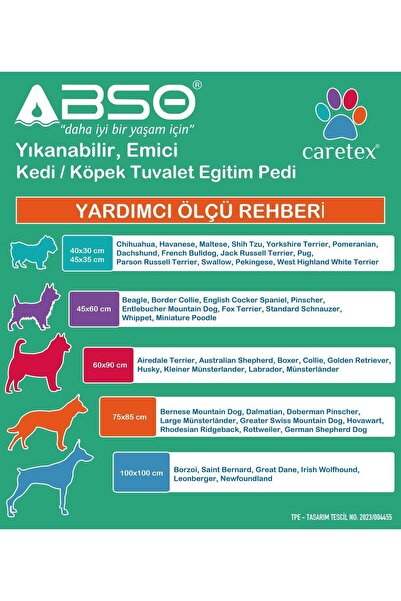 Careshop Abso 4 Yıkanabilir Emici Köpek Pedi Bordo Pati Baskılı ( 75x85 Cm.)