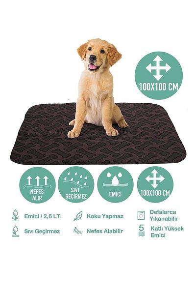 Careshop Abso 4-Layer Washable Absorbent Dog Pad Brown Bone Printed (100 X 100 Cm.)