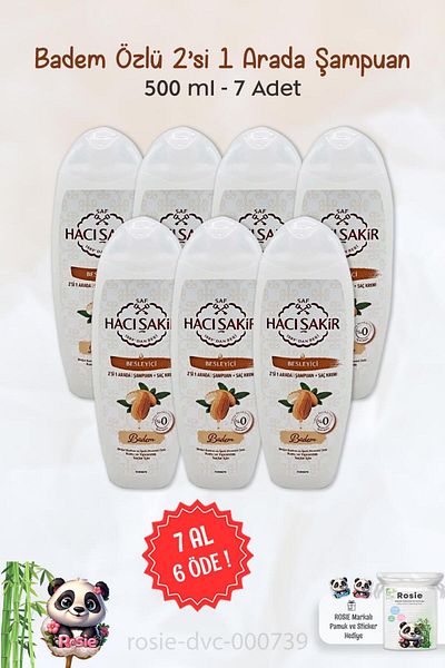 Hacı Şakir Hacı Şakir Almond 2 in 1 Shampoo Nourishing - 500 ml and ROSIE