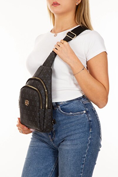 Newish Polo Γυναικεία τσάντα ώμου και στήθους με μοντέρνο μοτίβο από δέρμα