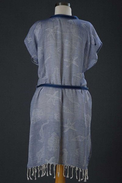 Dosimira Cotton Kimono - Blue Pattern and Belt Detail