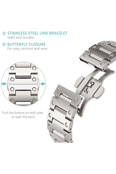 mimtec Apple Watch 4 5 6 7 8 9 10 Ultra 2 Se Uyumlu 42 44 45 46 49mm Kordon Paslanmaz Çelik Kordon Kayış