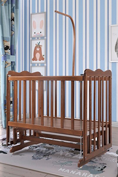 Bebeşik Ceviz Anne Yanı Beşik Karyola