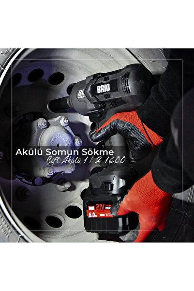 BRIO Akülü Somun Sökme Çift akülü 1/2 1600 Nm 21v - 6.0ah 3,7 Kg