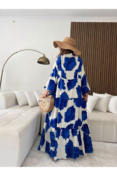 Bestella Rochie de damă din bumbac viscoză - Croială confortabilă și detaliu cu nasturi cu model
