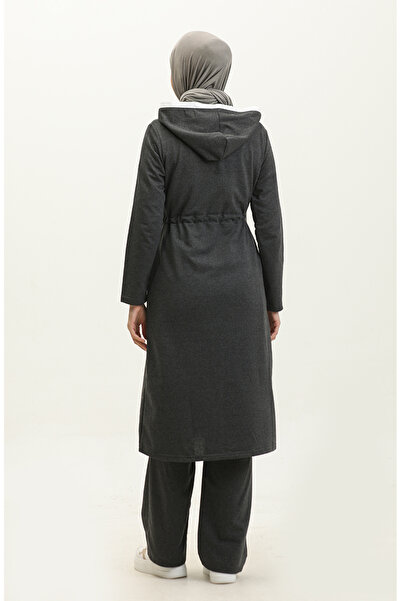 sefamerve بدلة رياضية بسحاب بخيطين 03074-01 أنثراسايت