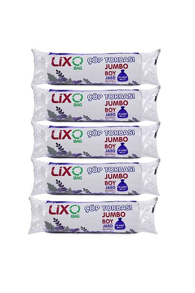 LİXOBAG J650 Jumbo Size Black Garbage Bag - 80X110 Cm, 10 Rolls, 5 Packs