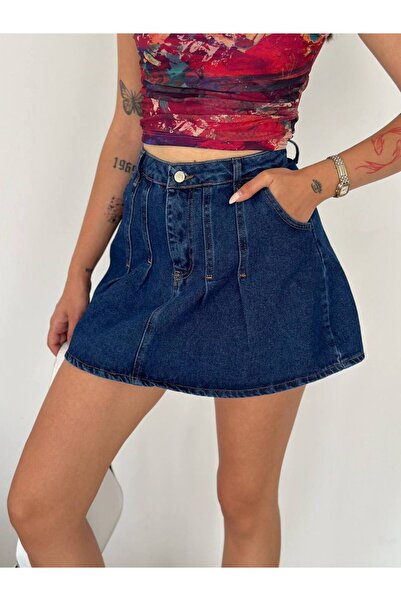 Noa Noa Fusta mini din denim cu colț