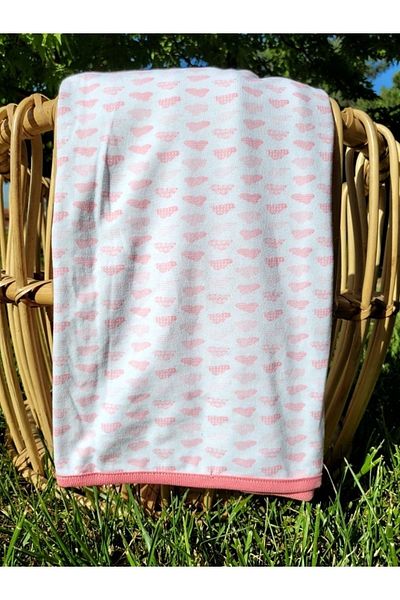 Alpar Tekstil Double Layer Cotton Combed Cotton - Girl and Boy Newborn Blanket/Pink Cloudy