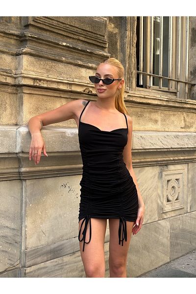 MY DEPO Rochie mini cu guler Degaje și cu bretele în față