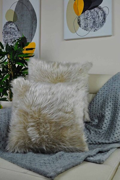 Paris Life Pelüş Kırlent Kılıfı Kare - Krem