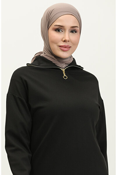 sefamerve Μαύρη φόρμα με φερμουάρ - 2146A-01