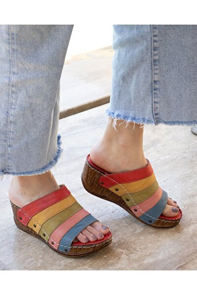 CONSUELO Orthopedic Wedge Heeled Leather Slippers 11472