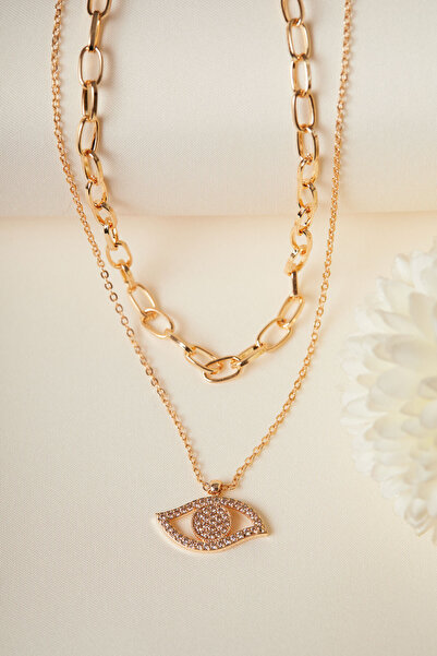 Elika Silver قلادة نسائية بتصميم عين مزدوجة