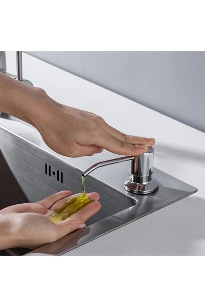 OEM Built-In Liquid Soap Dispenser Chrome Kitchen Bathroom Compatible Top-Fill Feature Imported 7 Years Warranty 500ml