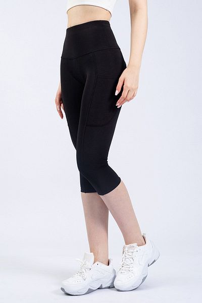 The Step Sports Colanți negri cu talie înaltă pentru femei Snc, colanți yoga Capri 19&quot;