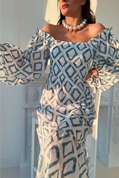 Suziş Γυναικείο φόρεμα με μανίκια με μπαλόνι με στάμπα Madonna