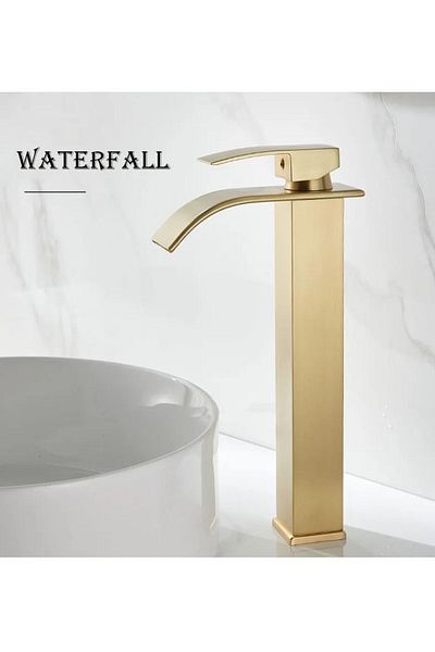 OEM Matte Gold Waterfall Model Bathroom Sink Faucet - Imported