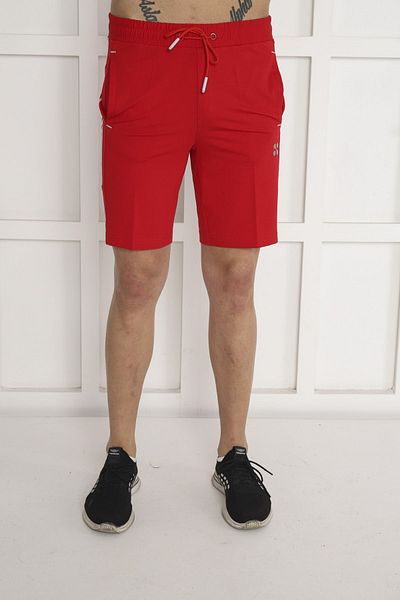 NEED LİFE Red Men's Shorts - Regular Fit, Elastic Waist, Back Pocket, Print Detail