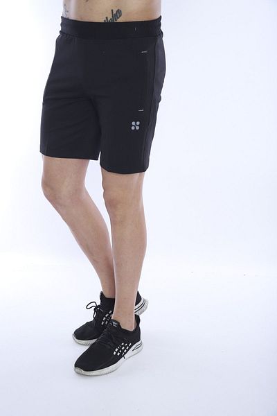 NEED LİFE Men's Black Cotton Shorts - Zippered Pockets, Elastic Waist