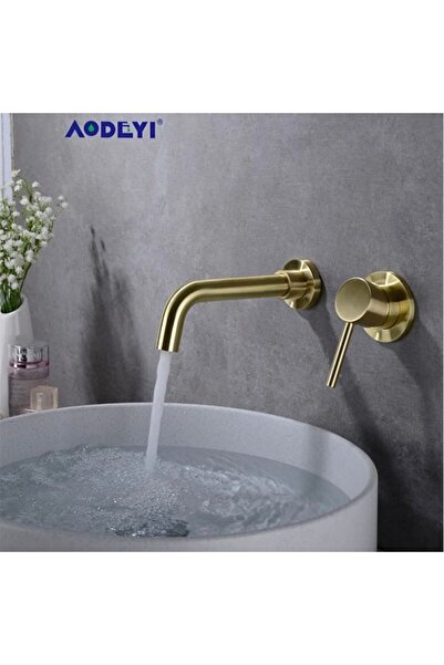 OEM صنبور حوض الحمام المدمج باللون الذهبي غير اللامع، مزود بضمان 5 سنوات