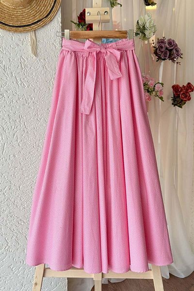 Ceylan Otantik Pink Skirt with Polka Dots
