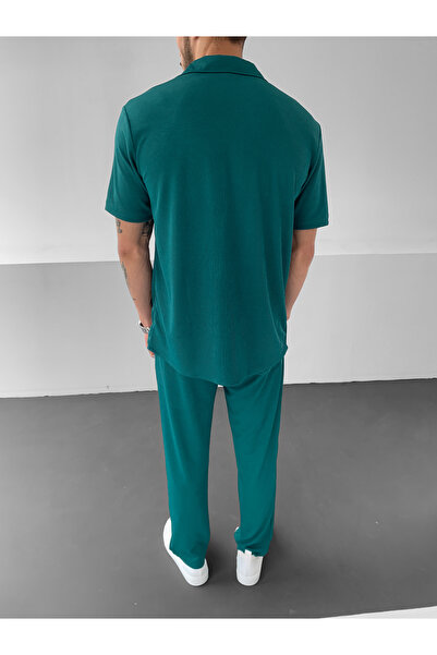 NO1 KONSEPT Σετ βενζινοκίνητο μπλε στριφτό ραβδωτό - Relaxed Fit