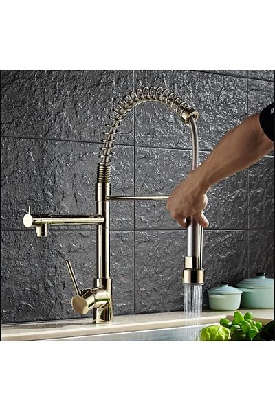 OEM Kitchen Sink Faucet Gold Gold New Design with Fountain