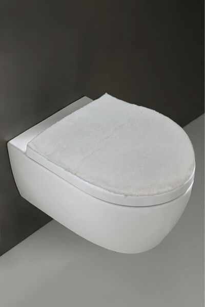 Teksev Scaun de toaletă de baie crem de pluș de culoare simplă