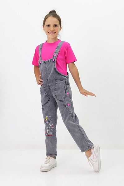 GZT TEKSTİL Girl's Festive Salopette and T-Shirt - TOP Style