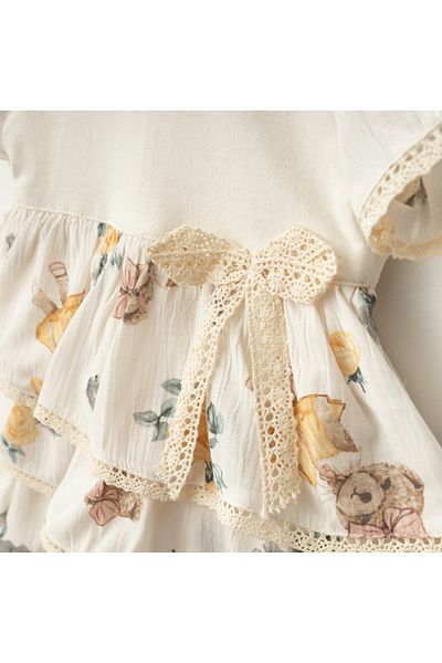 For My Baby Fou Baby Collar Short Sleeve Baby Dress