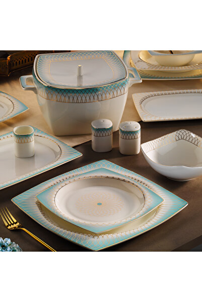 Aryıldız Bone Square Porselen 60 Parça 12 Kişilik Elegance Yemek Takımı 31040