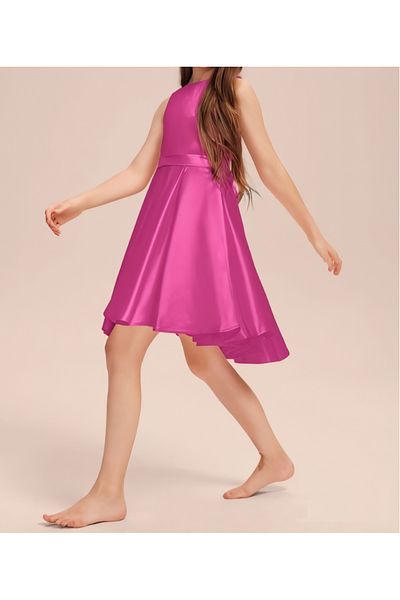 nsmkidslife Fuchsia Elegant Short Asymmetrical Girl's Dress - for Birthday Prom and Graduation