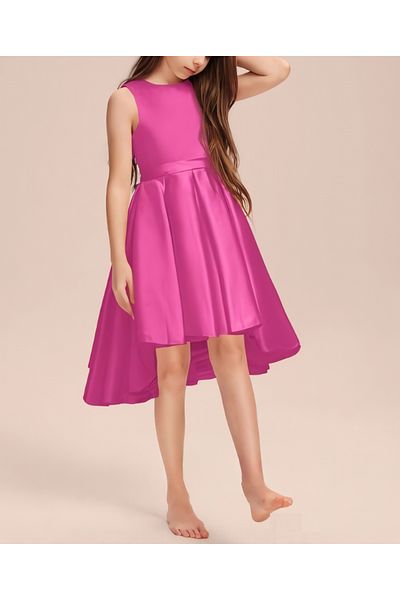 nsmkidslife Fuchsia Elegant Short Asymmetrical Girl's Dress - for Birthday Prom and Graduation