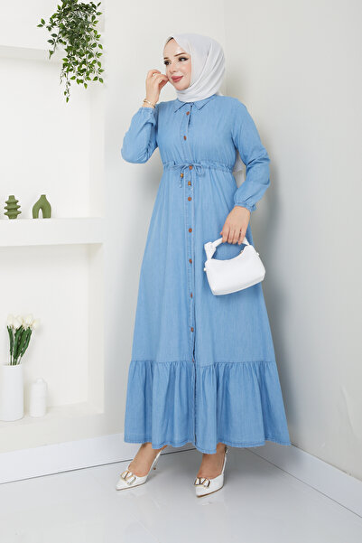 Pamuk Butik Women's Button Closure Denim Dress