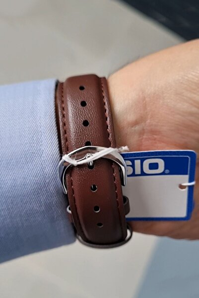 Casio Brown Leather Strap White Dial Men's Wristwatch