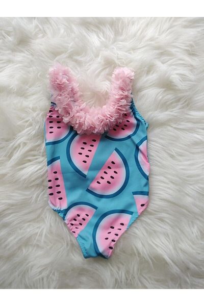 BEBEĞİME ÇORAP Girl's Swimsuit Collar with Flower Detail