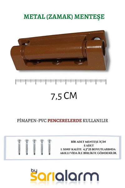 Sarı Alarm مفصلة نافذة PVC (Pimapen) بني فاتح - معدن -