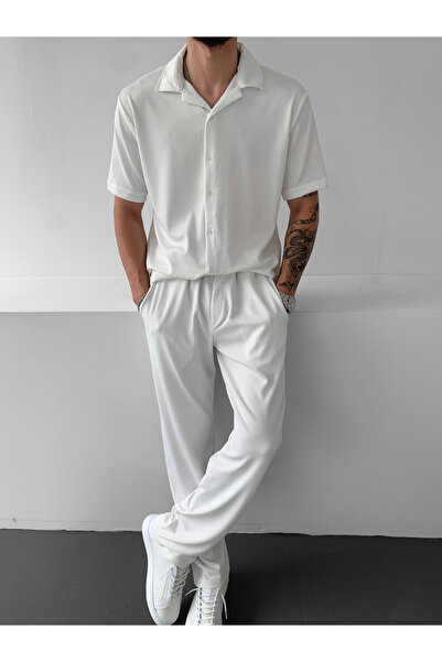 NO1 KONSEPT Λευκό Σετ Twisted Twill με χαλαρή εφαρμογή