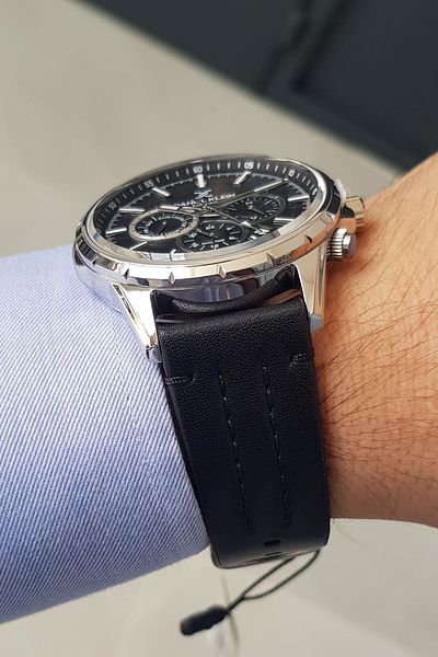 Daniel Klein Exclusive Model Function Black Dial Leather Strap Calendar Men's Wristwatch