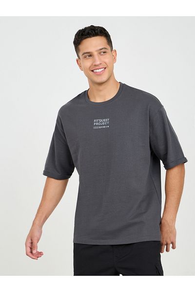 Styli Eco Earth Oversized Slogan Printed Athleisure Terry Tshirt