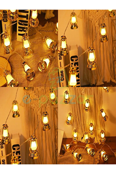 Genel Markalar Nostaljik Gold Lüks Kandil Lambaları Yılbaşı Parti Süsleme 10 lu 3 Metre Led Işık fişli