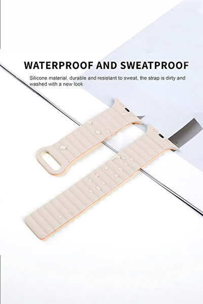 mimtec Apple Watch 4 5 6 7 8 9 10 Ultra 2 Se 42 44 45 46 49mm Uyumlu Mıknatıslı Shine Silikon Kordon Kayış