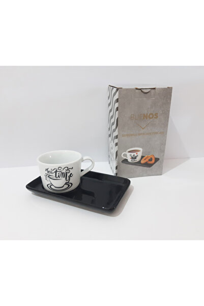 renkli çiçekler Sunumluk Çay Neskafe Fincanlı  2 Li Sunumluk