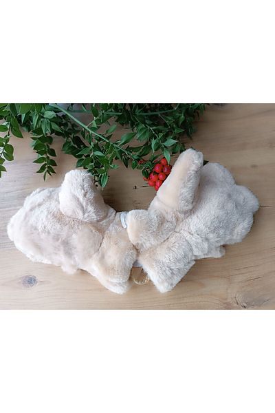 Blotch Winter Figured Baby Plush Neck Strap Camel Color Gloves