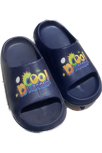 AkınalBella Papuci cu imprimeu pentru băiat, albastru bleumarin, cu talpă de vară pentru piscină