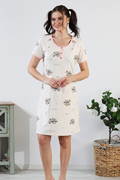 Bella Linda Βαμβακερό άνετο γυναικείο νυχτικό φόρεμα