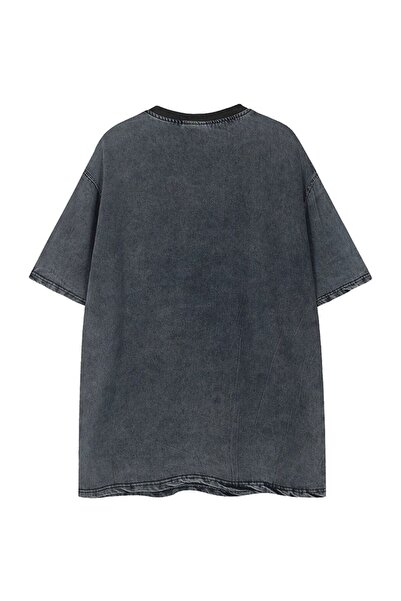 Karakedi Unisex Basic Star Detailed Washable T-Shirt